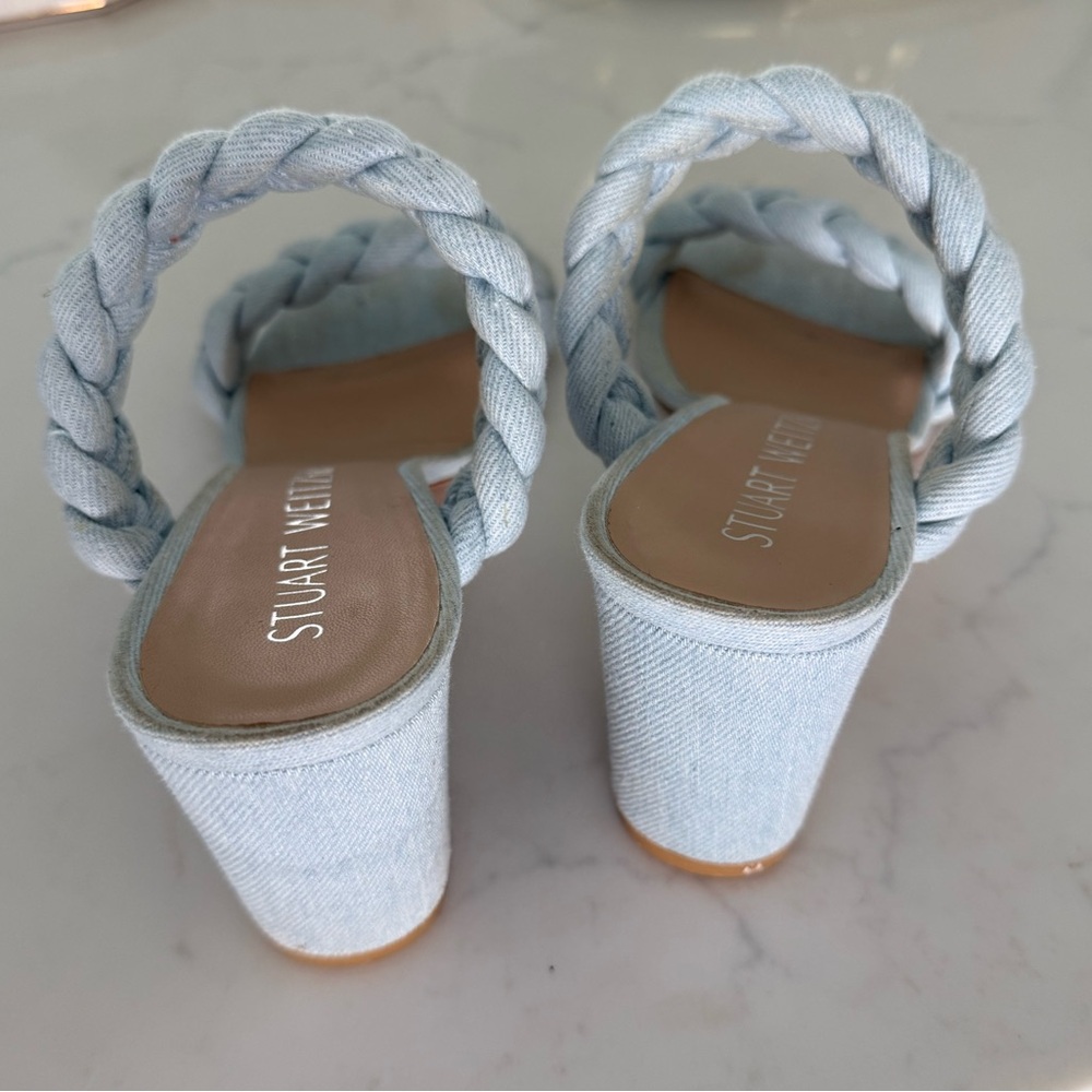 Stuart Weitzman Blue Braida Aleena 75 Block Sandal - Picture 3 of 4
